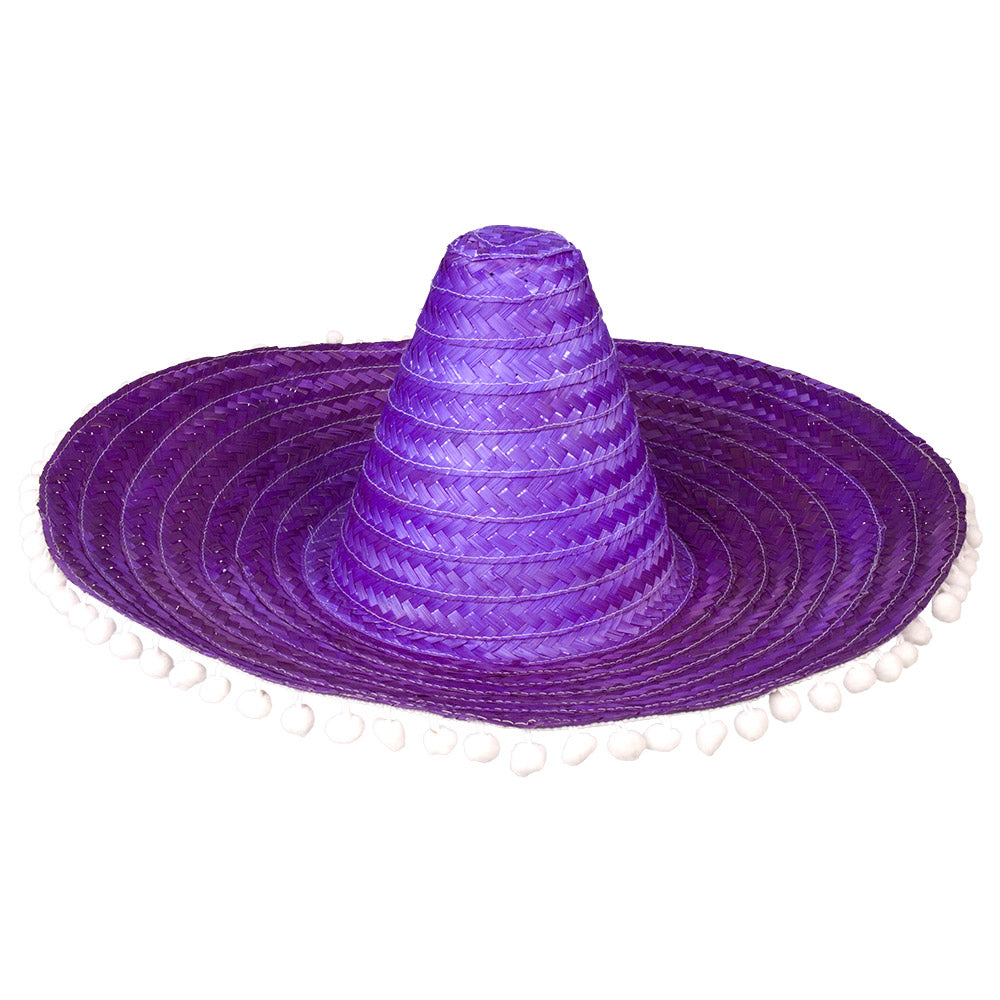 Sombrero Mexicain Coloré - Lot de 4 Chapeaux Festifs avec Pompons