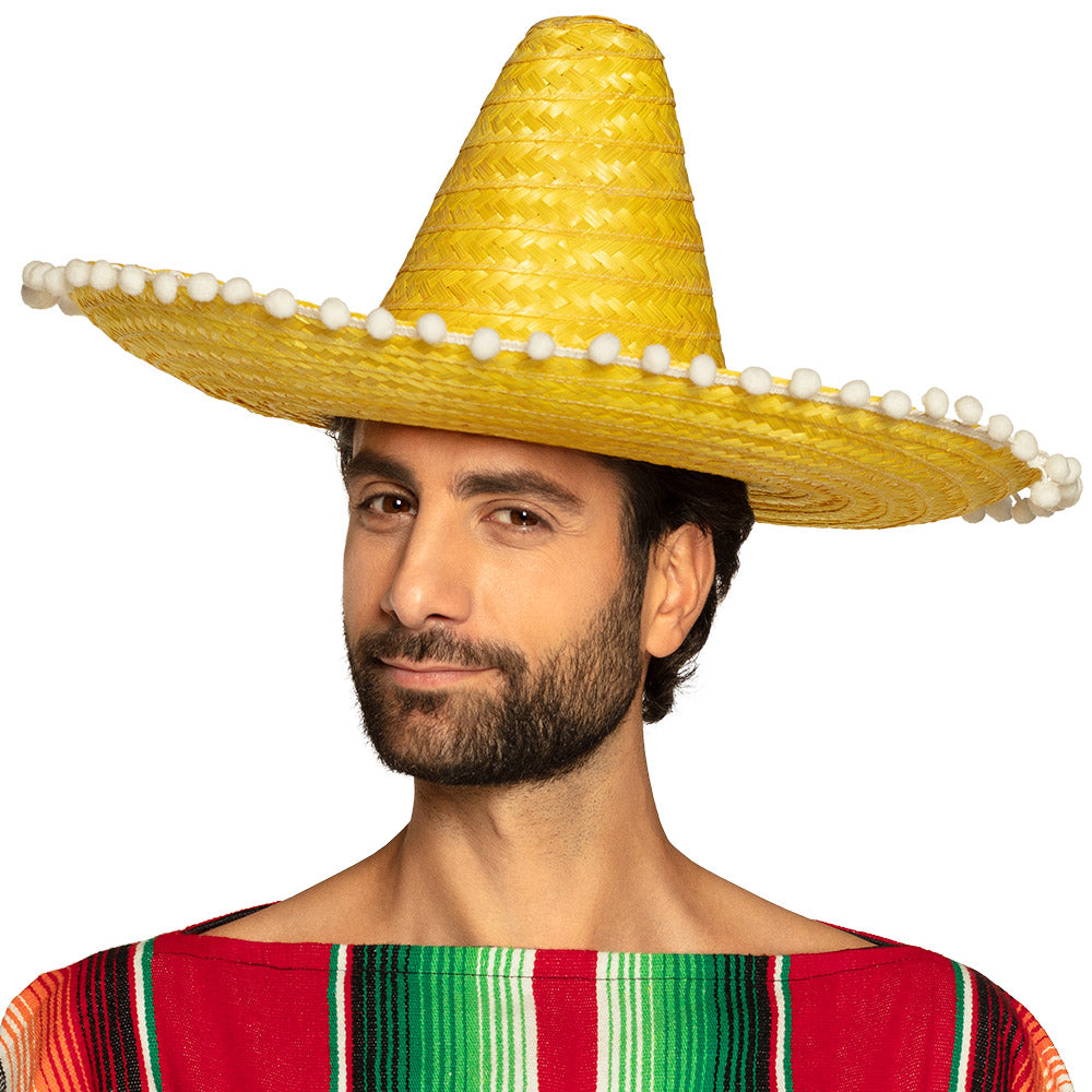 Sombrero Mexicain Coloré - Lot de 4 Chapeaux Festifs avec Pompons