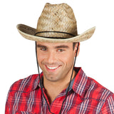 Chapeau de Cowboy en Paille Naturelle avec Cordon