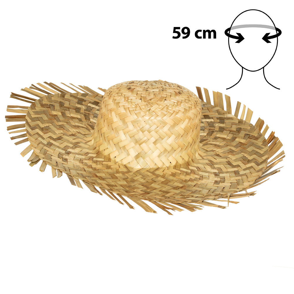 Chapeau de Paille Adulte 59cm - Accessoire Hawai Déguisement