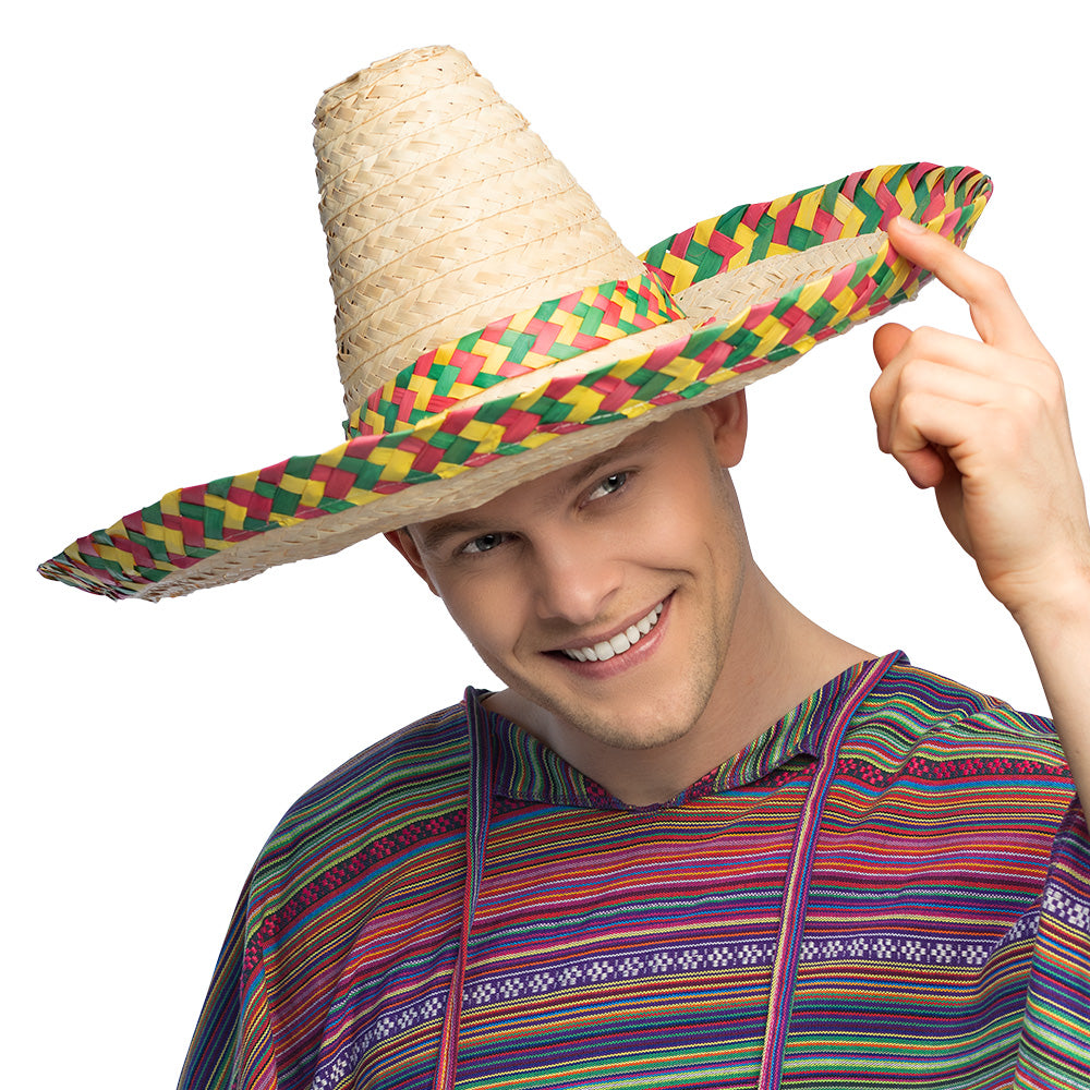 Sombrero Mexicain Paille Coloré - Chapeau Fiesta XXL