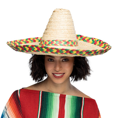 Sombrero Mexicain Paille Coloré - Chapeau Fiesta XXL