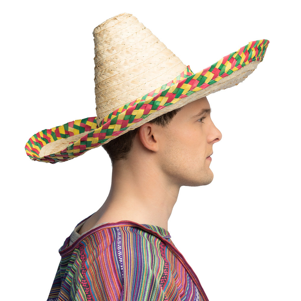 Sombrero Mexicain Paille Coloré - Chapeau Fiesta XXL
