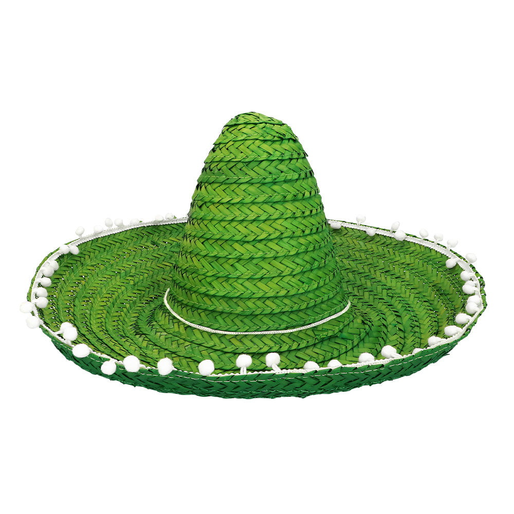 Sombrero Mexicain Paille 5 Couleurs - Chapeau Fiesta avec Pompons