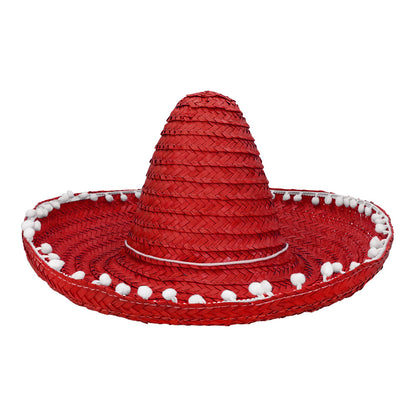 Sombrero Mexicain Paille 5 Couleurs - Chapeau Fiesta avec Pompons