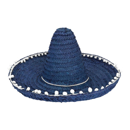 Sombrero Mexicain Paille 5 Couleurs - Chapeau Fiesta avec Pompons