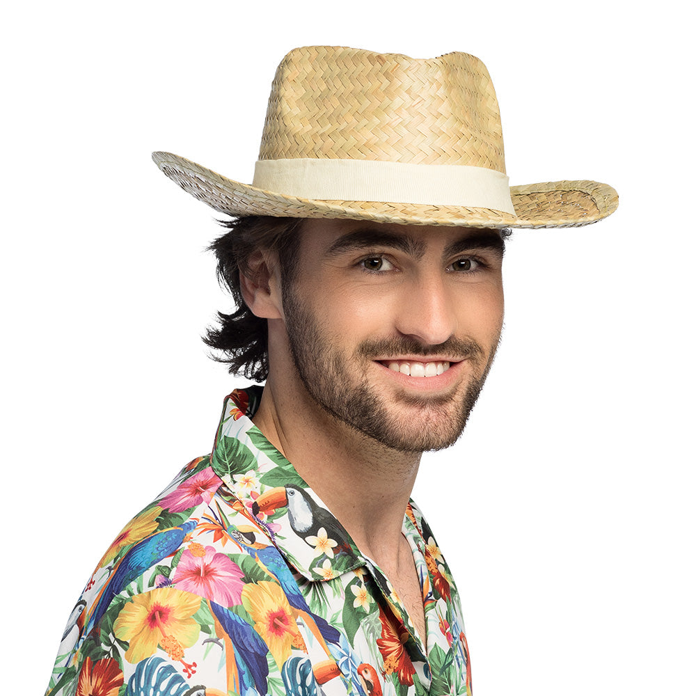 Chapeau de Cowboy Paille Naturelle - Accessoire Western Adulte