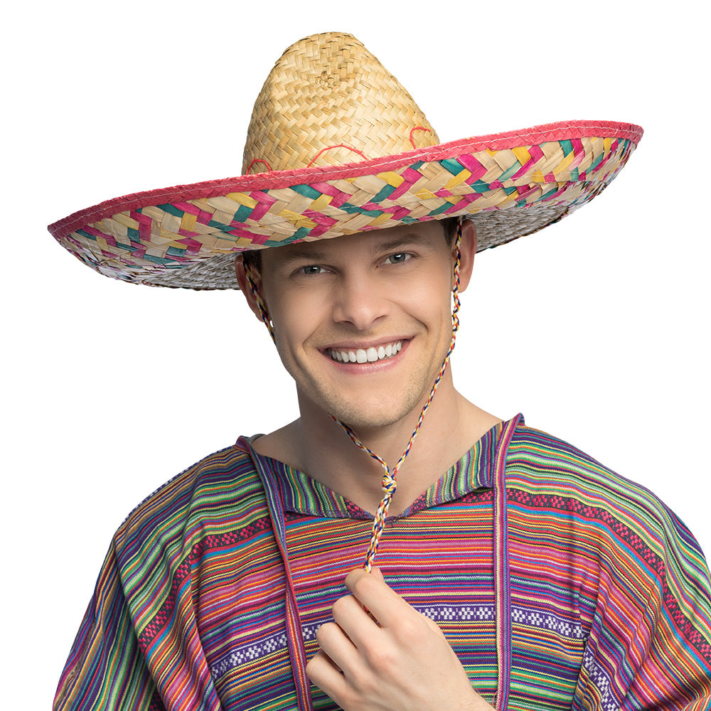 Sombrero Mexicain Coloré - Chapeau Paille Rose Fiesta