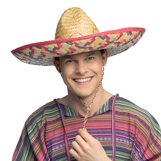 Sombrero Mexicain Coloré - Chapeau Paille Rose Fiesta