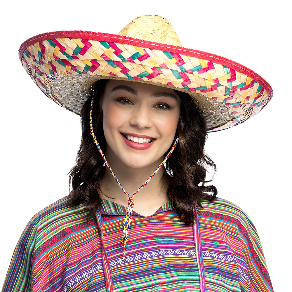 Sombrero Mexicain Coloré - Chapeau Paille Rose Fiesta