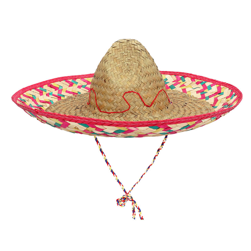 Sombrero Mexicain Coloré - Chapeau Paille Rose Fiesta