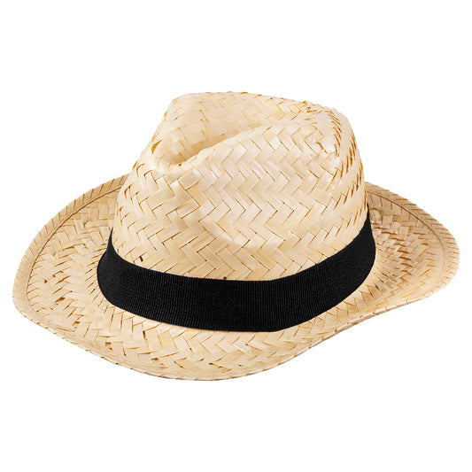 Chapeau de Paille Naturel avec Ruban Noir - Accessoire Cowboy