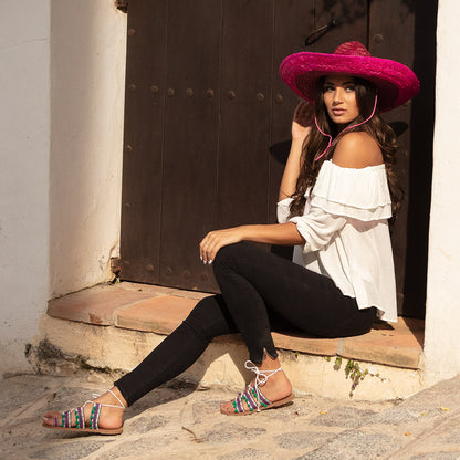 Sombrero Mexicain Paille Coloré - 5 Teintes Festives