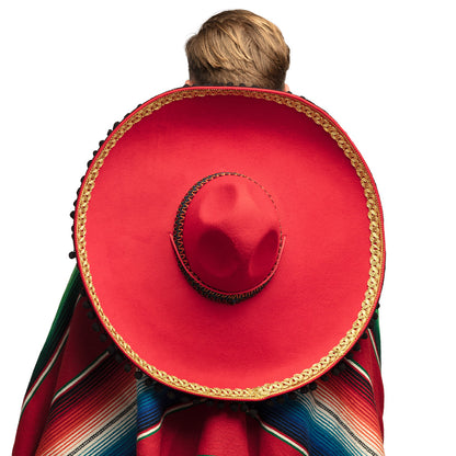Grand Sombrero Mexicain Rouge Luxe - Chapeau de Fiesta