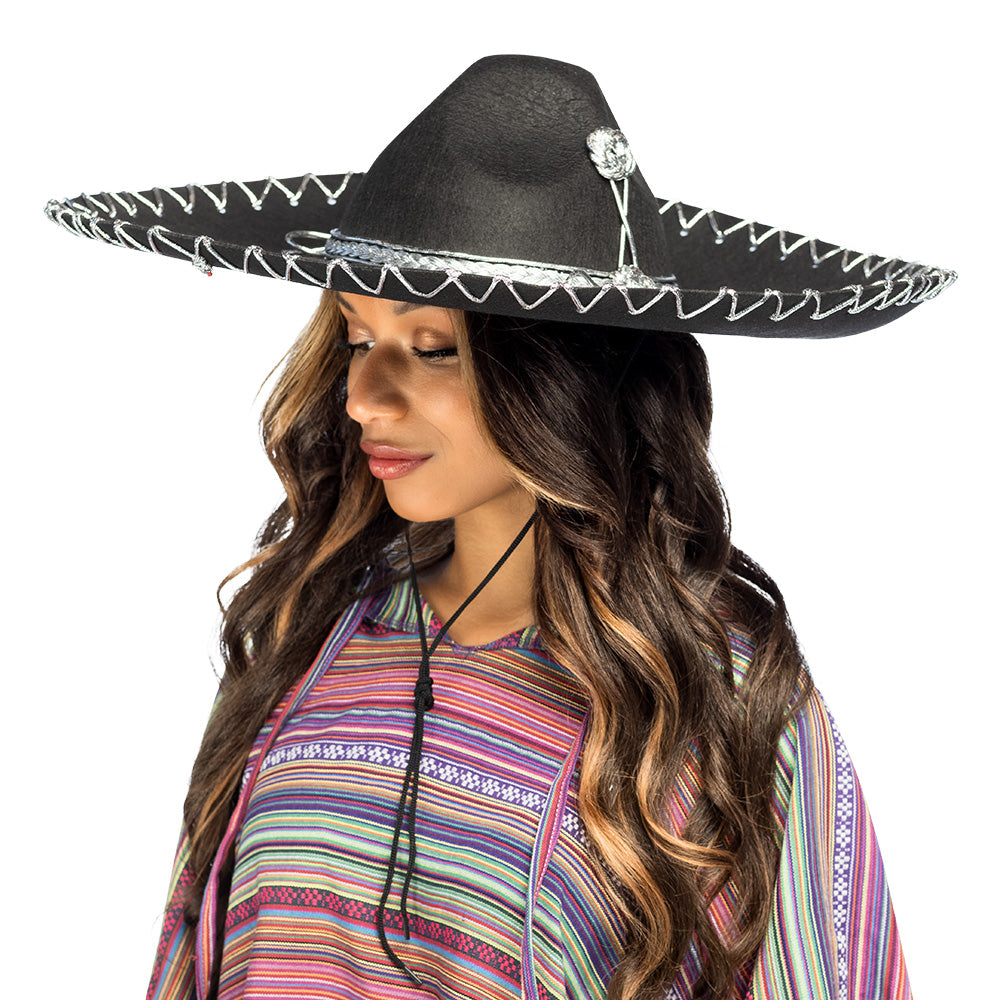 Grand Sombrero Mexicain Noir - Chapeau Fiesta Adulte