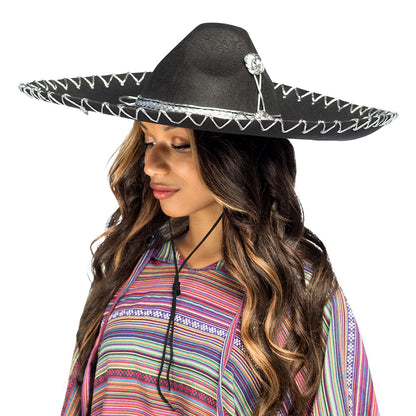 Grand Sombrero Mexicain Noir - Chapeau Fiesta Adulte