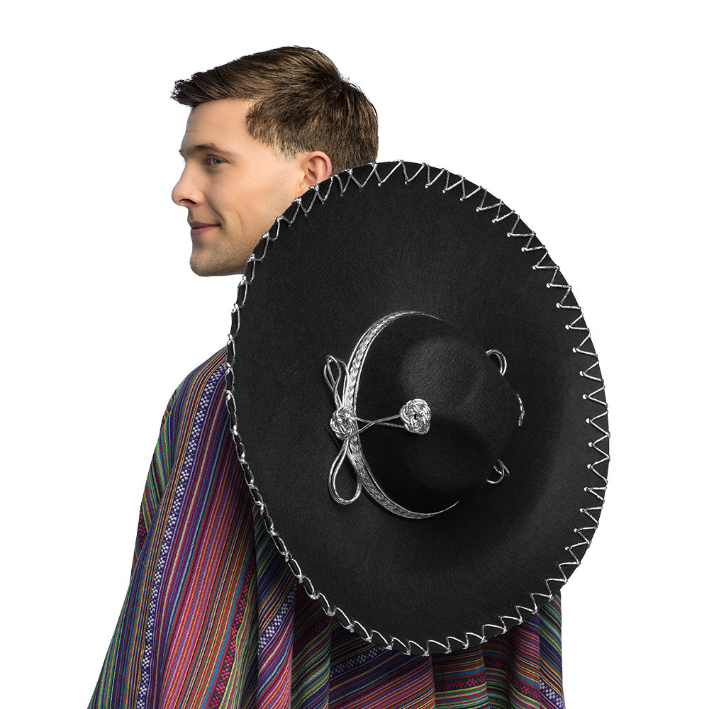 Grand Sombrero Mexicain Noir - Chapeau Fiesta Adulte