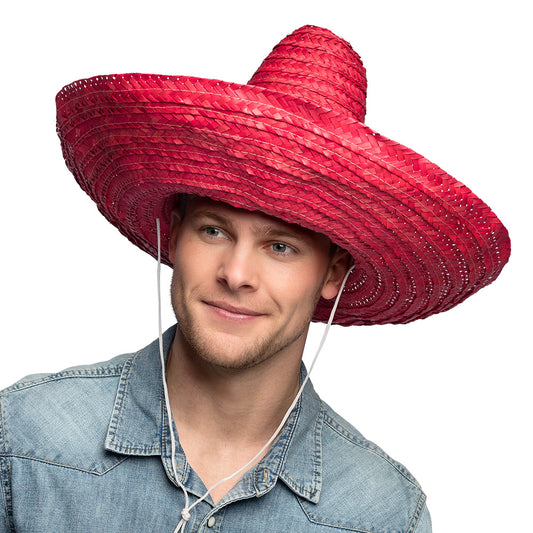 Sombrero Géant Rouge - Chapeau Mexicain Authentique XXL