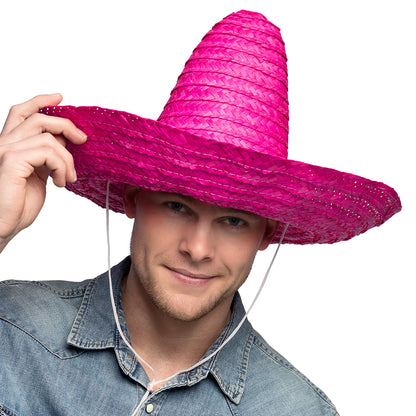 Sombrero Géant Rose Fluo - Chapeau Mexicain XXL