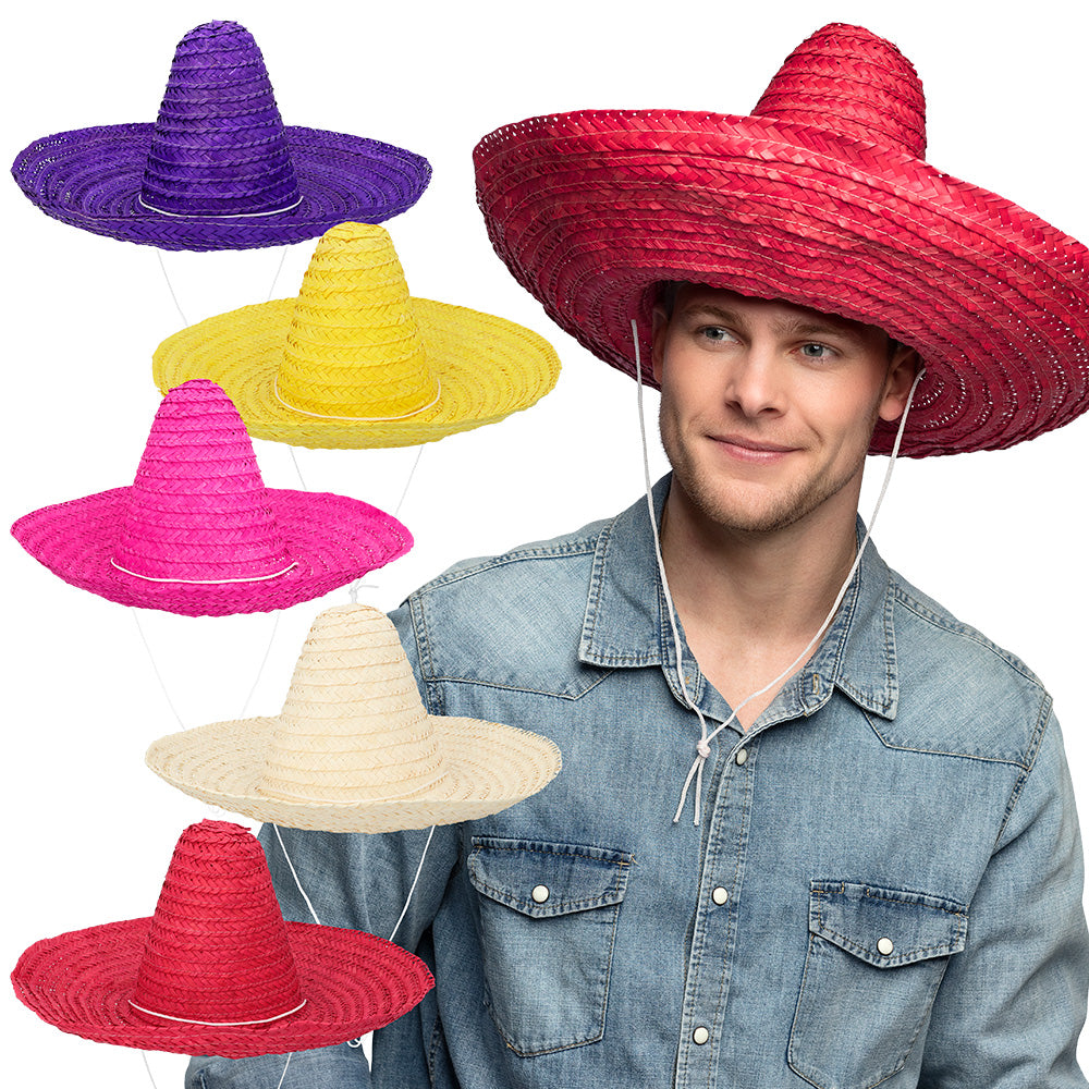 Sombrero Mexicain Paille - Chapeau de Fiesta Coloré Adulte