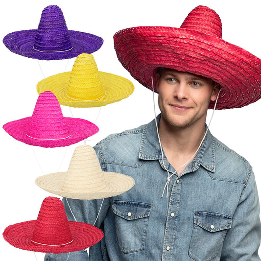 Sombrero Mexicain Paille - Chapeau de Fiesta Coloré Adulte