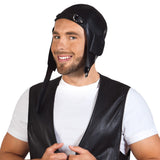Bonnet Aviateur Noir Cuir - Casque Pilote Vintage Déguisement
