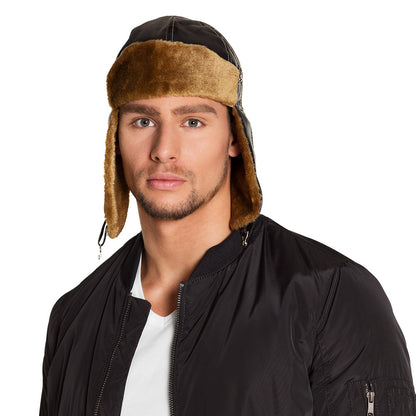 Bonnet Aviateur Noir et Marron - Déguisement Pilote Années 20