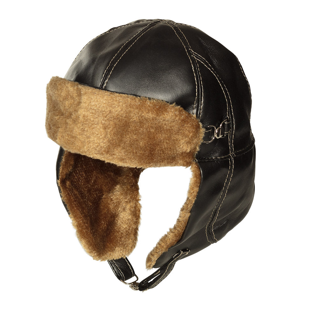 Bonnet Aviateur Noir et Marron - Déguisement Pilote Années 20
