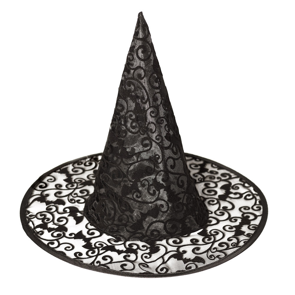 Chapeau Sorcière Noir Dentelle - Accessoire Halloween Adulte