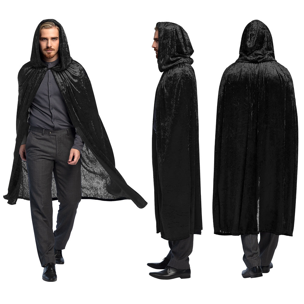 Cape Noire Velours à Capuche - 170cm - Déguisement Gothique