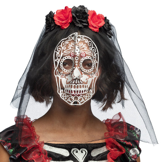 Kit Déguisement Mariée Squelette Halloween - Masque & Voile