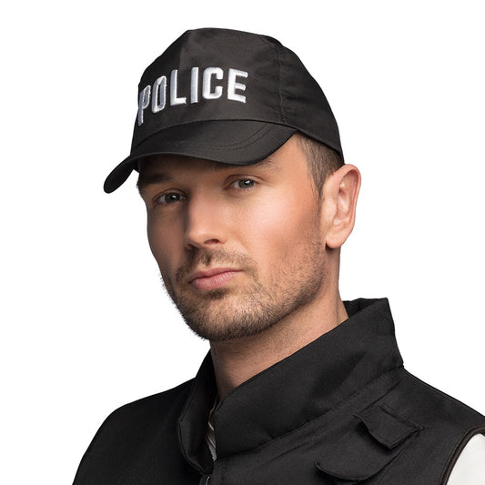 Casquette Police Noire - Accessoire Déguisement Adulte