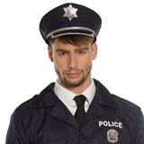 Casquette Policier Noire avec Insigne Argenté