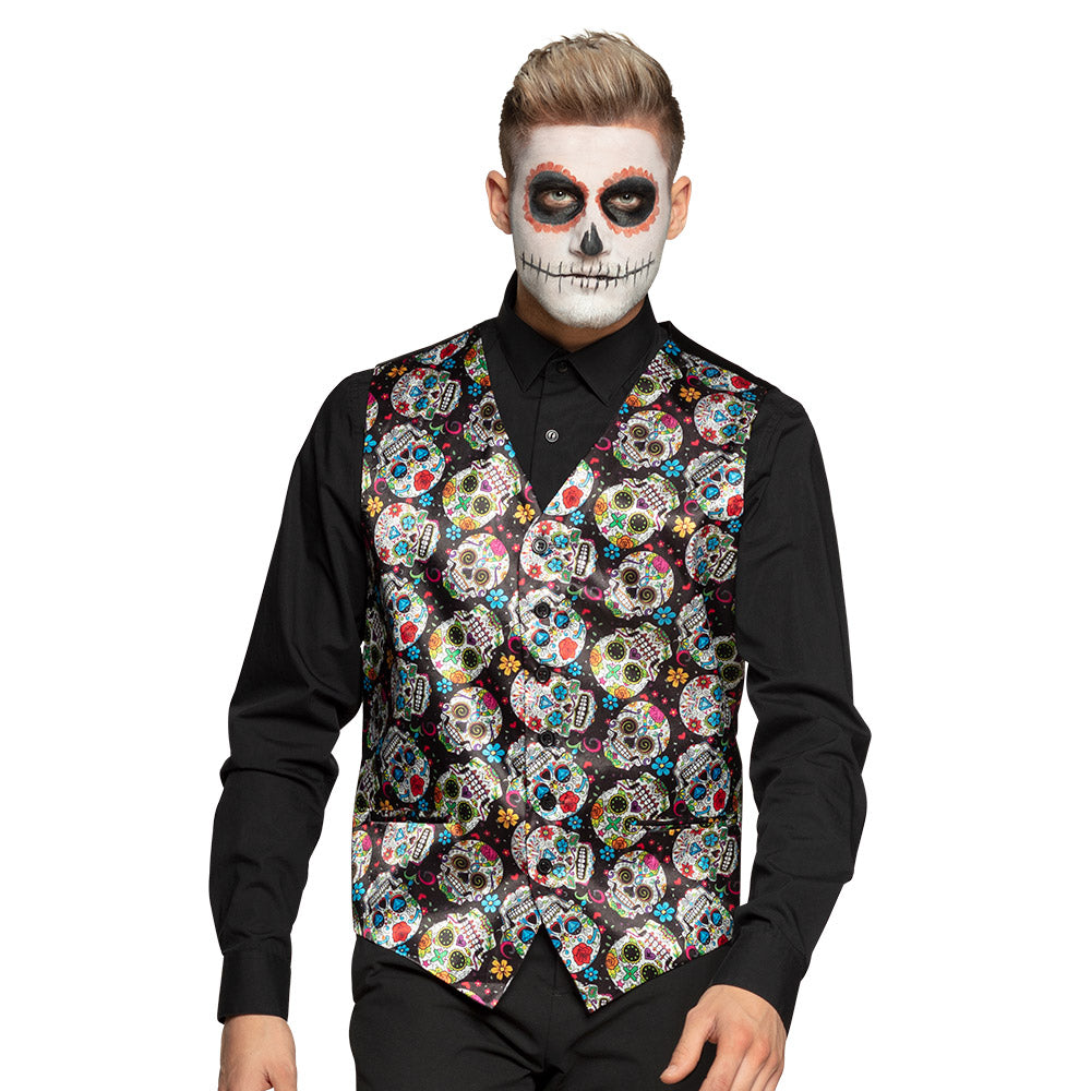 Gilet Tête de Mort Colorée - Déguisement Halloween Adulte