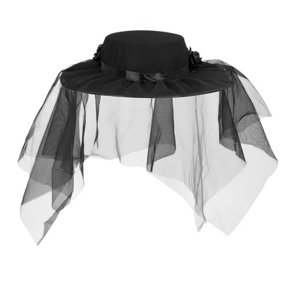 Chapeau Haut de Forme Gothique Crâne et Roses Rouges