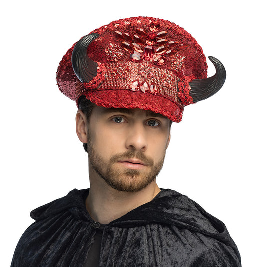 Chapeau Diable Cornes Paillettes Rouge - Accessoire Déguisement