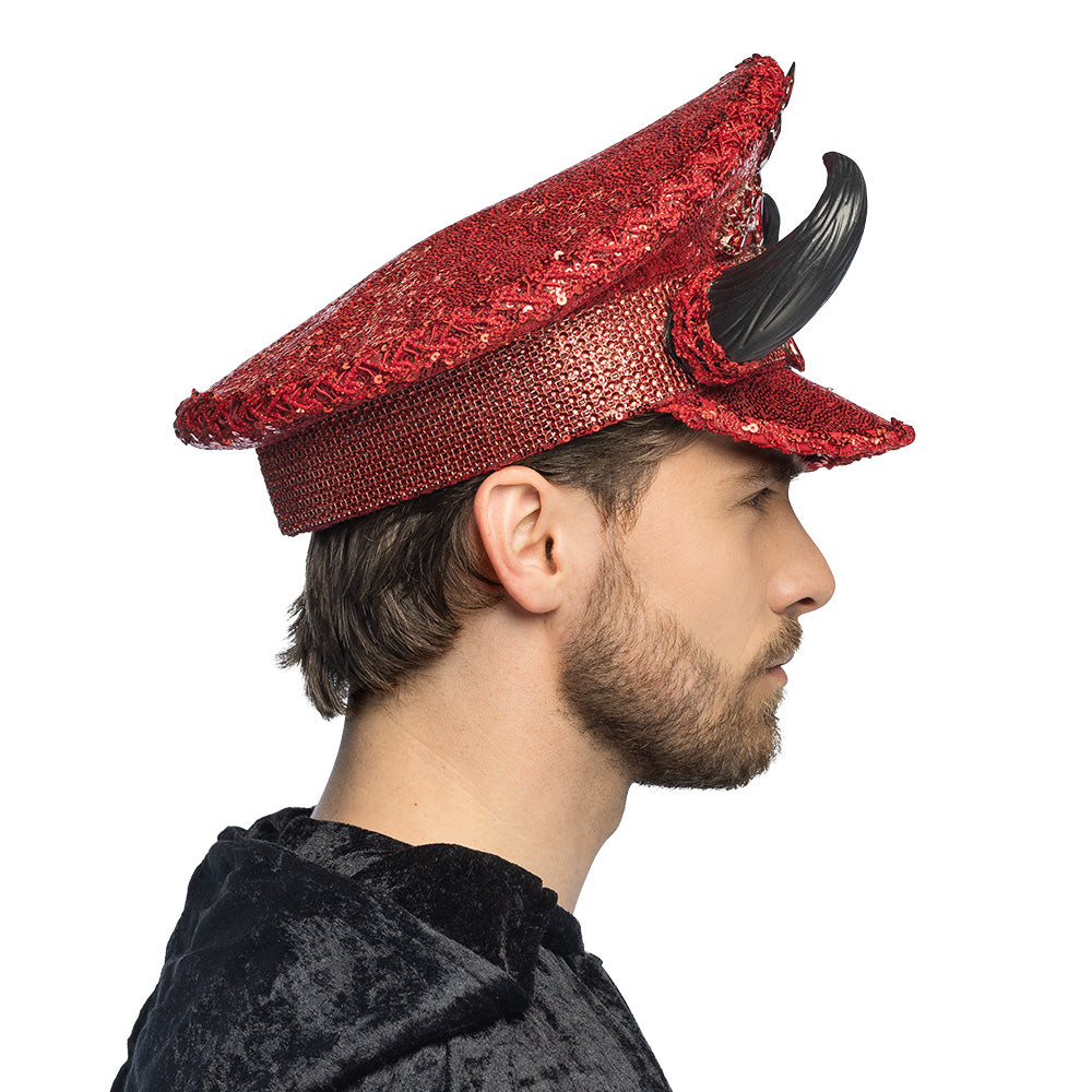 Chapeau Diable Cornes Paillettes Rouge - Accessoire Déguisement