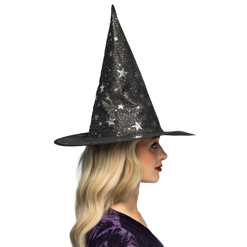 Chapeau de Sorcière Noir Étoilé - Déguisement Magique