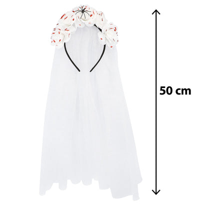 Bandeau Mariage Spider Halloween - Voile Blanc 50cm