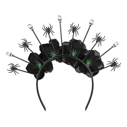 Serre-tête Gothique Roses Noires Crânes & Araignées