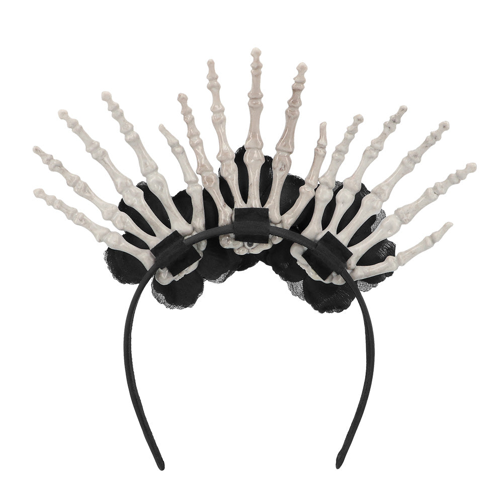 Serre-tête Couronne os et roses noires - Accessoire Halloween