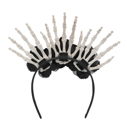 Serre-tête Couronne os et roses noires - Accessoire Halloween