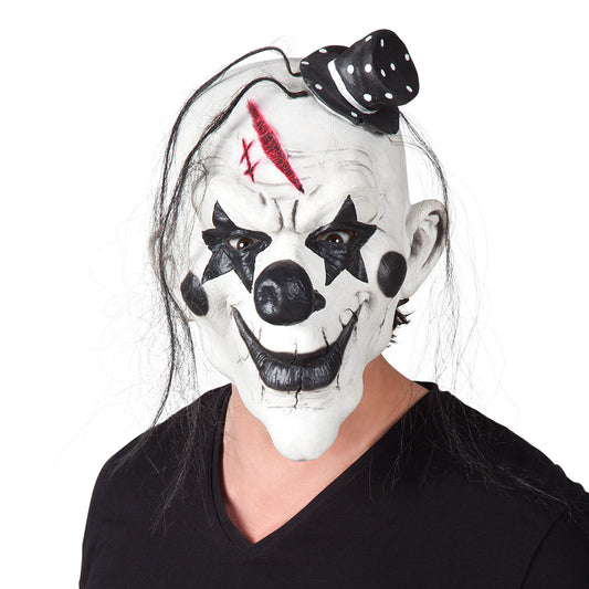 Masque Clown Terrifiant Blanc et Noir avec Accessoires