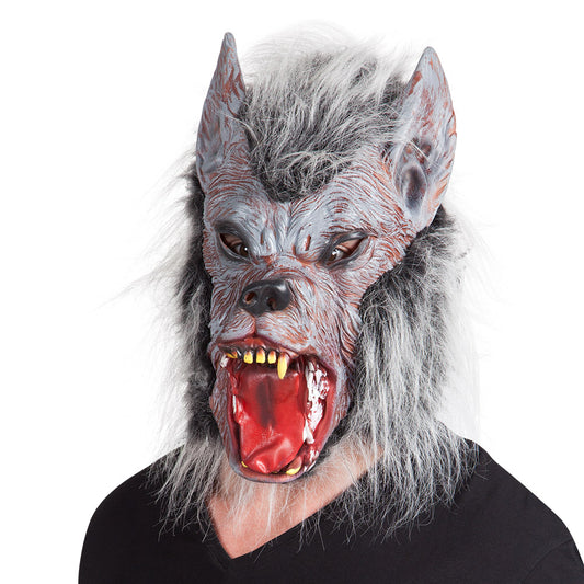 Masque Monstre Loup-Garou Effrayant avec Cheveux Gris