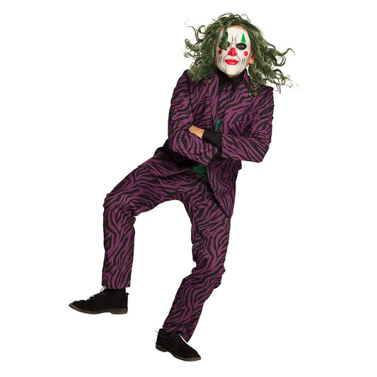 Masque Clown Terrifiant avec Perruque Verte Ondulée
