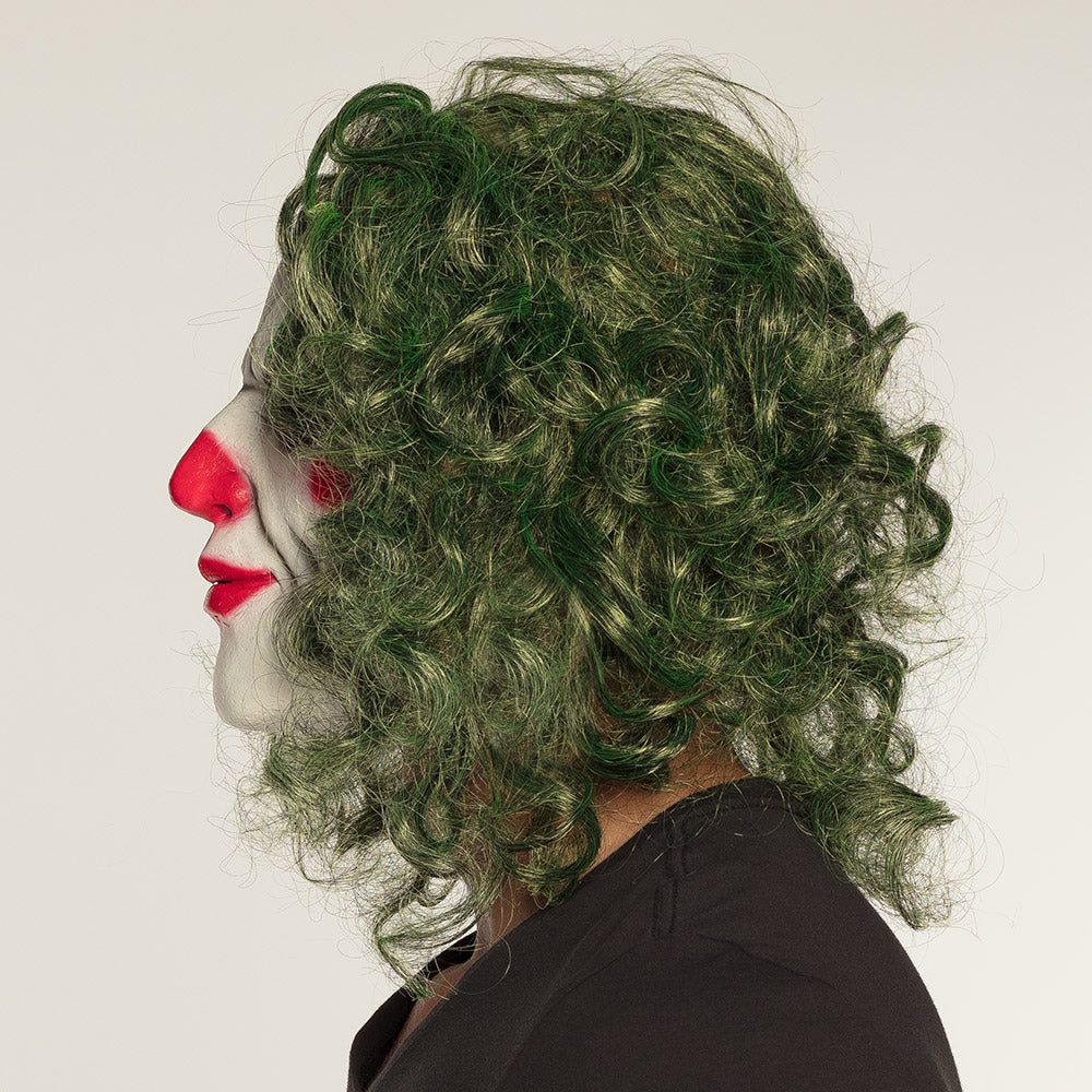 Masque Clown Terrifiant avec Perruque Verte Ondulée