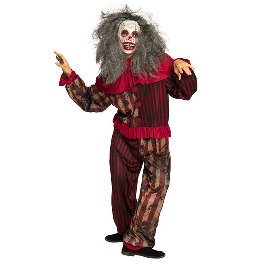 Masque Clown Terrifiant avec Cheveux Gris - Déguisement Horror