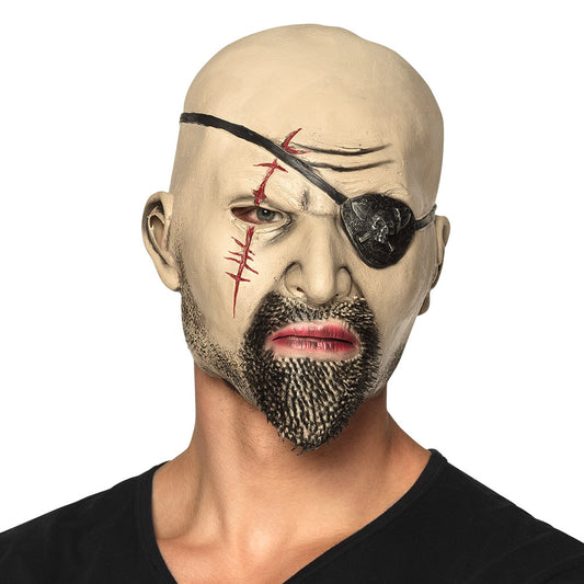 Masque Pirate Cicatrisé avec Oeil et Barbe Noire