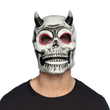 Masque Crâne Démon Blanc avec Cornes Noires - Halloween