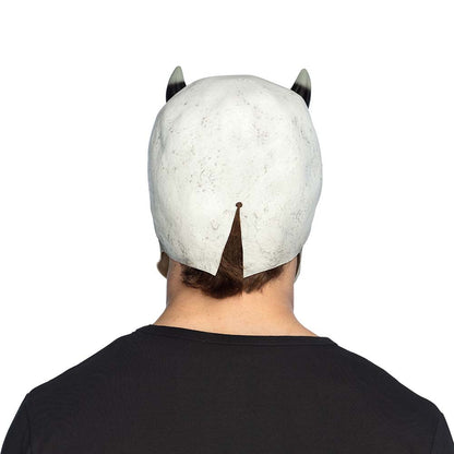 Masque Crâne Démon Blanc avec Cornes Noires - Halloween